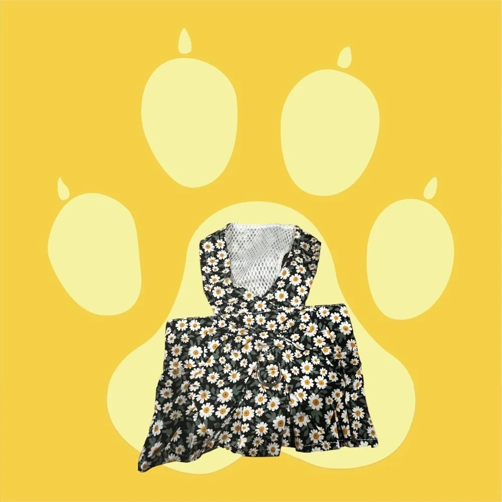 Flowered Dog Dress Harness, Size M